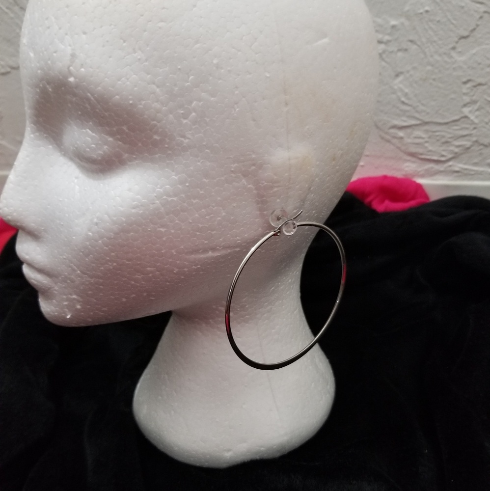Silver Loop Earrings - Picture 3 of 5
